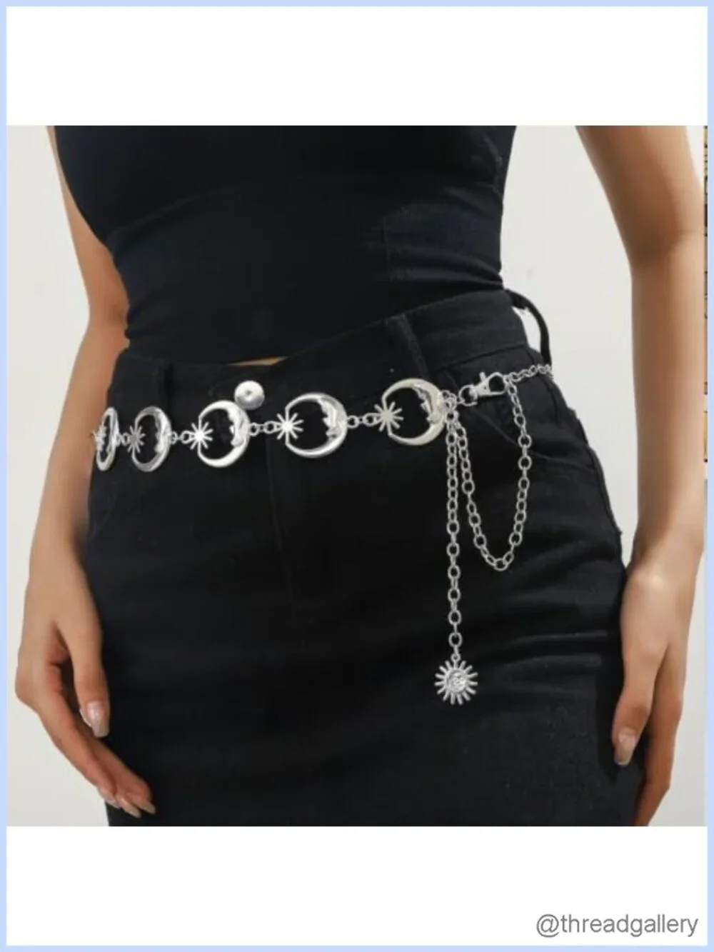 Metal Waist Chain Belt Sun Moon Western Concho Body Chain Adjustable